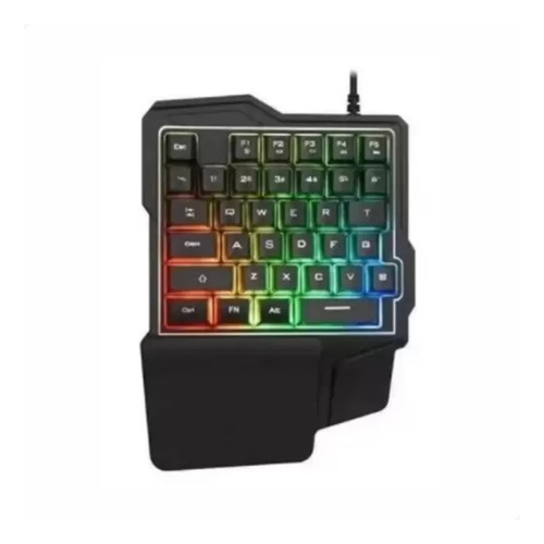 Teclado Gamer Rgb Uma Mão Semi Mecânico Jogos Iluminado