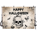 Fondo De Foto Antigua De Esqueleto De Feliz Halloween
