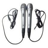 Kit Microfono Alambrico Doble Profesional Dinamico Karaoke