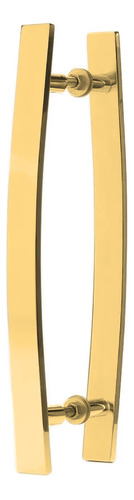Puxador Duplo Alumínio Curvo 80cm Porta Pivotante Dourado