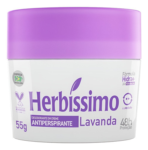 Desodorante Herbíssimo Creme Lavanda Sem Álcool 55g