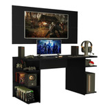Mesa Para Computador Madesa Gamer E Painel Para Tv Até 50 P Cor Preto Xamdfc0200018n