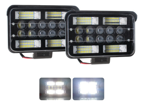 Par Faro 46 Led 10 Lupas Rectangular Auxiliar Fondo Negro 