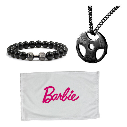 Collar Disco Gym Mancuerna Con Toalla Barbie Promo