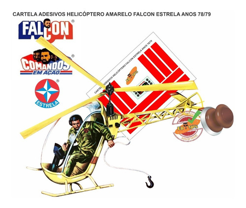 Adesivo Completo Cortado Helicóptero Amarelo Falcon Estrela
