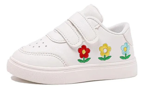 Tenis Casual Blanco Bordado Comodidad Mariposa Niños Niñas 6-18 Años Zapato