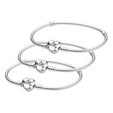 3 Pcs Pulsera Original Plata Incluye Estuche Y Bolsa (s