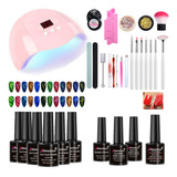 21 Kit Esmaltes Uñas+ Lámpara Uñas Sun Led/uv+base+top+tools