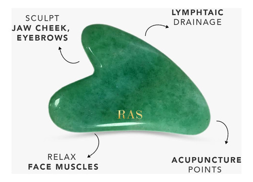 Ras Luxury Oils, Jade Gua Sha - Masajeador Facial, Acupuntur