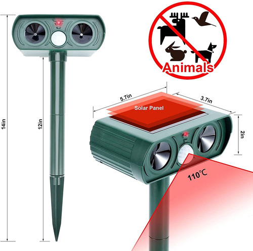 Repelente Solar Ultrasónico De Animales A Energía Parajardín
