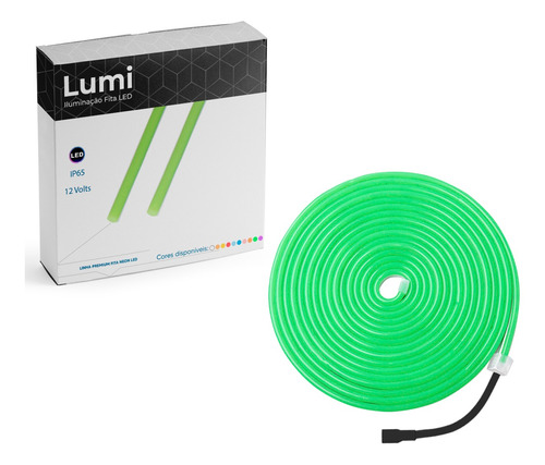 Mangueira De Fita Led Neon 5m Flexível 12v A Prova D'água D'água Cor Da Luz Verde Lumi 1ª Linha