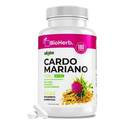 BioHerb | Cardo Mariano 100% Puro – Extracto de Silimarina Estandarizado De Alta Pureza Extremadamente Eficaz – 180 Cápsulas (500 mg) – Suministro 90 Días – Alta Absorción, Fórmula Premium. | Meses sin interés