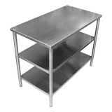 Mesa Isla Doble 100% Acero Inox 110x50x90 Marca Mindejal