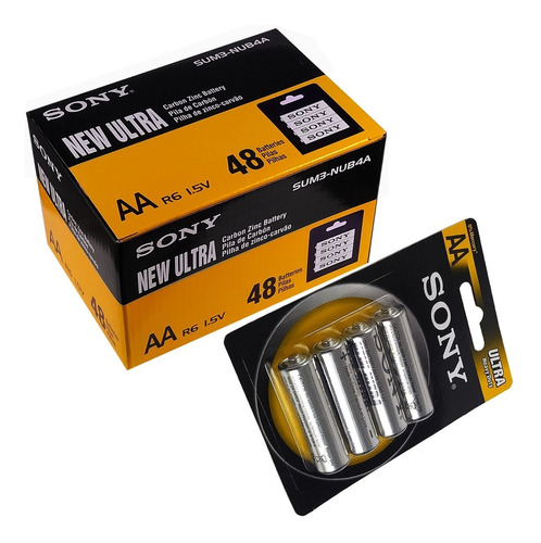 Caja 48 Pilas Baterias Sony Aa Con 12 Blister Heavy Duty 1.5