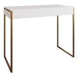 Aparador Buffet Industrial Aço E Mdf Dourado Balcão 137x40cm