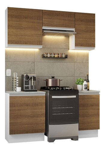 Armario De Cocina Completo 160cm Glamy Madesa Color Blanco/marrón