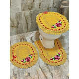 Jogo De Banheiro De Crochê Simples - Cor Amarelo