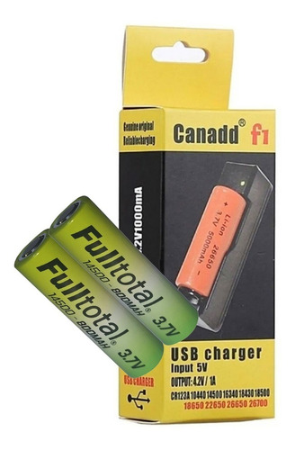 Cargador Para Pilas De Litio + 2 Pilas 14500 800 Mah 3.7v