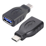 Adaptador Usb 2.0 Hembra A Usb C Macho 3.1 Notebooks Pc Color Negro