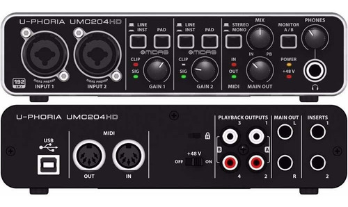 Interfaz De Grabación Behringer Umc204hd Interface U-phoria