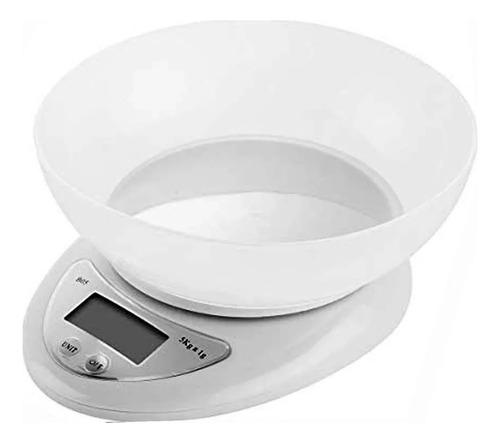 Balanza Digital De Cocina Con Bowl 1 Gramo A 5 Kg Color Blanco