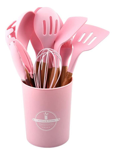 Utensillos Cocina Set 12 Espatulas Brochas De Silicona Conju Color Rosa