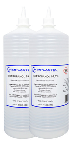 Kit 2 Álcool Isopropílico 99,8% Isopropanol 1l Implastec