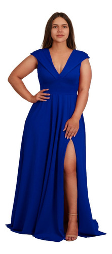 Vestido Longo De Festa Plus Size Com Fenda Ps50