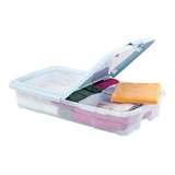 Caja Organizadora Plana Bajo  Cama Con Tapa Rimax 28 Litros Color Blanco