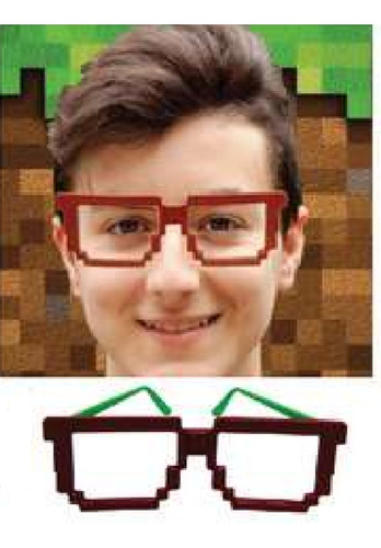 Kit C/ 5 Óculos Minecraft Temático Festas Eventos
