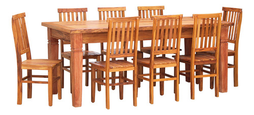 Conjunto Mesa De Jantar 2 M Com 8 Cadeiras Mineira Cor Natural