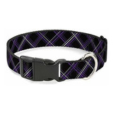 Collar Gato Cuadros Negro Morado Gris 8-12  0.5  Ancho