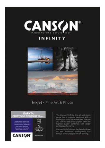 Canson Infinity Baryta Photographique Ii 310gr Mate A4 25hjs Color Multicolor