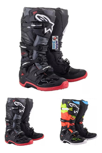 Jm Botas Alpinestars Tech 7 Motocross Enduro Negro Rojo 