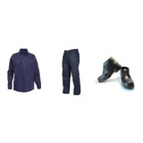 Kit Camisa Pantalon Azul M Cargo Botin Economico Con Puntera