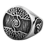 Anillo Vikingo Árbol De La Vida Acero Inoxidable Para Hombre