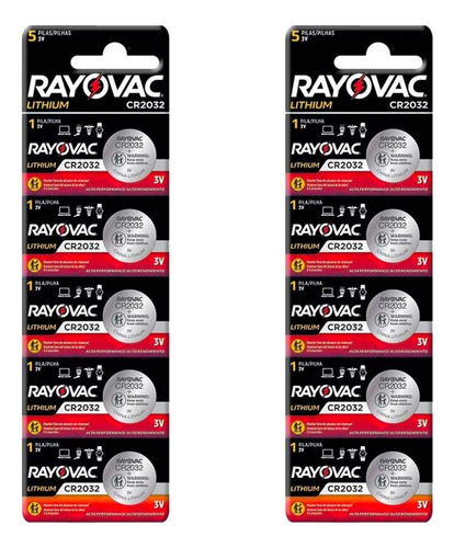 10 Pilhas Elet Rayovac Cr2032 (2 Cart)