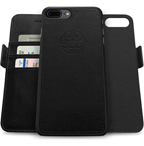 Funda Cartera Para iPhone 8 Plus & 7 Plus Negro Luxury Ve-02