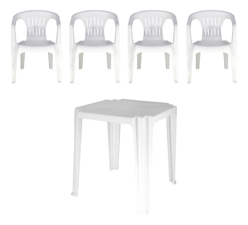 Combo Mesa Tambaú + 4 Cadeiras Atalaia Branca Tramontina