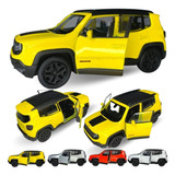 Carrinho De Ferro Miniatura Jeep Renegade Metal Abre A Porta Cor Amarelo