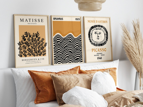 Cuadros Matisse , Bauhaus Naranja  , Picasso Set X3