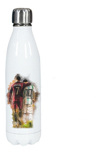 Botella Blanca Acero Inoxidable -  Messi Y Ronaldo