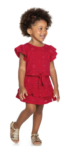 Conjunto Menina Infantil Devorê Vermelho Elian