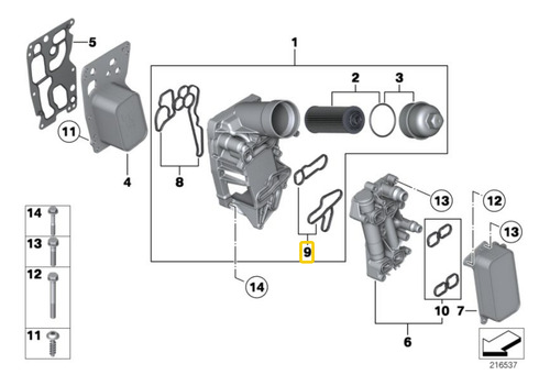 Junta Porta Filtro Para Bmw Serie 5 F11 Lci 520d N47n Foto 3