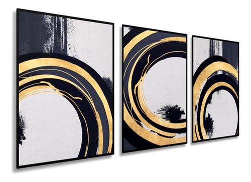 Cuadros Decorativos Economicos Moderno Black And Gold Curves