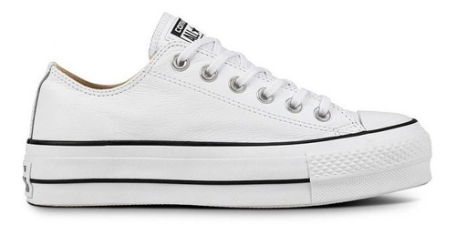 Zapatillas Converse All Star Plataforma Cuero Blanca 35 - 40