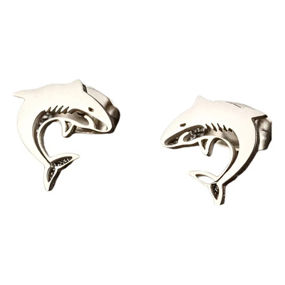 Aretes Pendientes Figura Animal Tiburon Moda Fiesta Regalo Plata