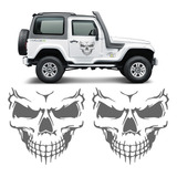 Adesivo Caveira Skull Lateral Carro Faixa Tuning Grafite Par