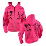 Moletom Feminino Blusa De Frio Minnie-mickey Poliéster Capuz