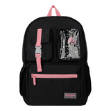 Mochila Xtrem Cleveland 4xt Black/pink Color Negro Diseño De La Tela Lisa